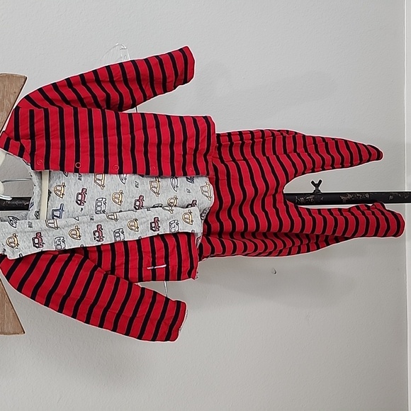 Baby Gap Two Piece Reversible Outfit Pants Jackets Grey Red Navy Cars 6-12 Month - Picture 8 of 10